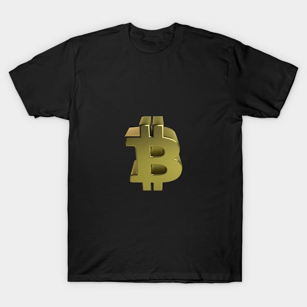 Bitcoin - 3D - Brass T-Shirt by 3DMe